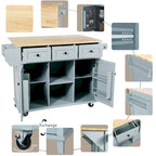 Îlot de cuisine en MDF de 53 po de largeur avec comptoir et armoire de rangement