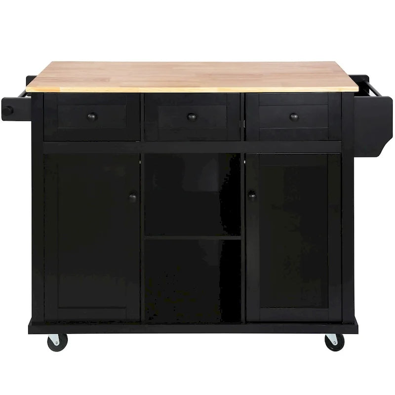 Îlot de cuisine en MDF de 53 po de largeur avec comptoir et armoire de rangement