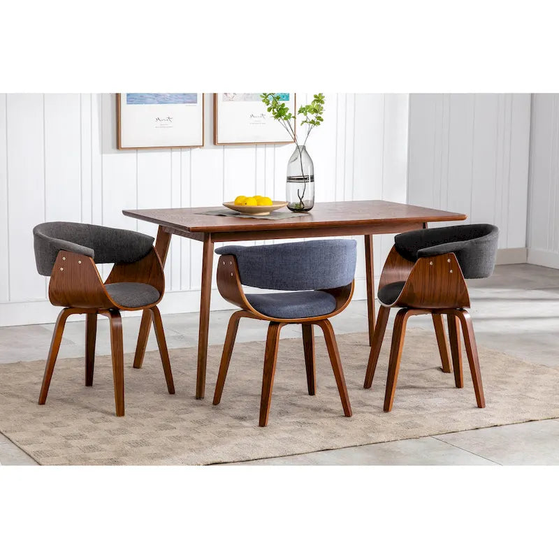  Merin Fabric Dining Chair with Wooden Legs