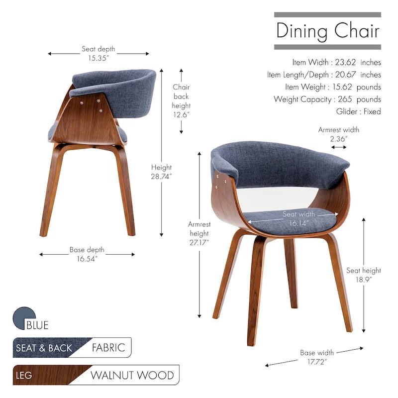 Chaise de salle à manger Merin en tissu avec pieds en bois