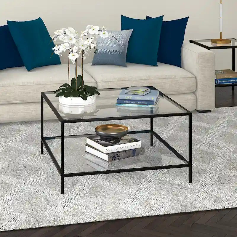 Table basse carrée Sivil 32 avec étagère