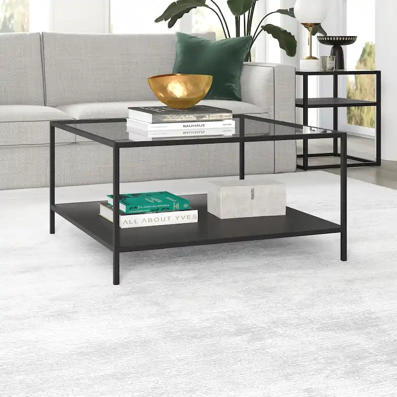 Table basse carrée Sivil 32 avec étagère