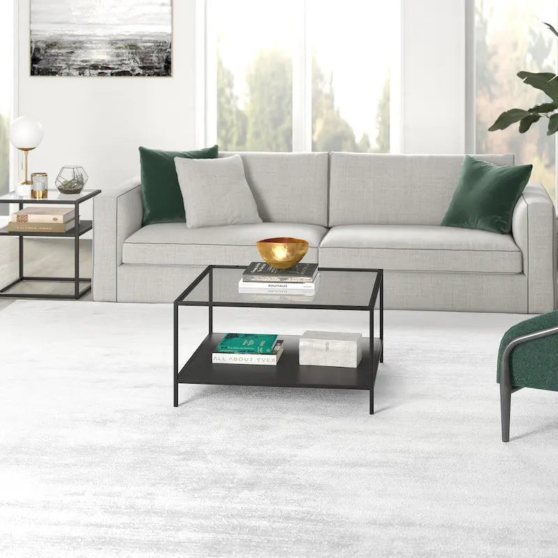 Table basse carrée Sivil 32 avec étagère