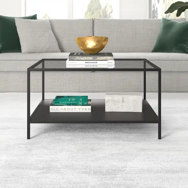 Table basse carrée Sivil 32 avec étagère