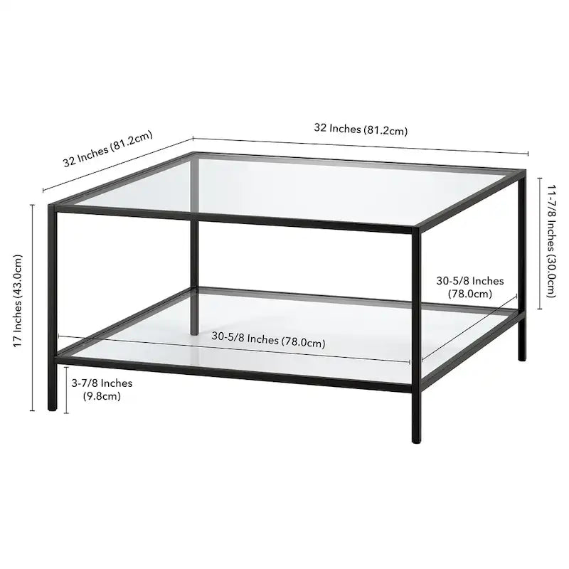 Table basse carrée Sivil 32 avec étagère