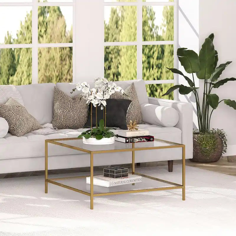 Table basse carrée Sivil 32 avec étagère