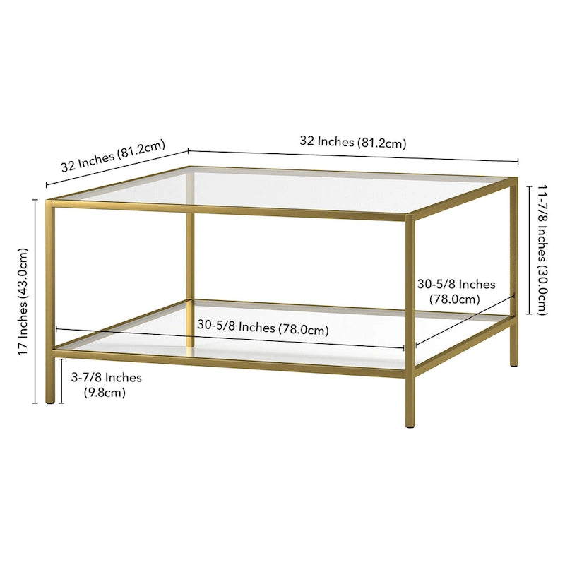 Table basse carrée Sivil 32 avec étagère
