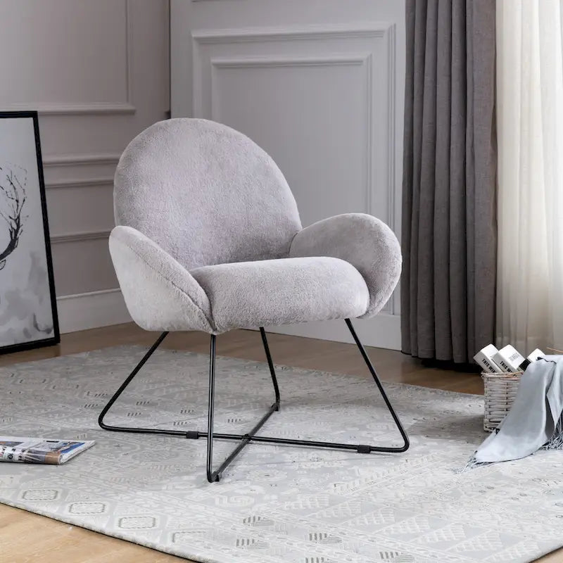 Corvus Rowen Fauteuil d'appoint moderne en polaire avec accoudoirs