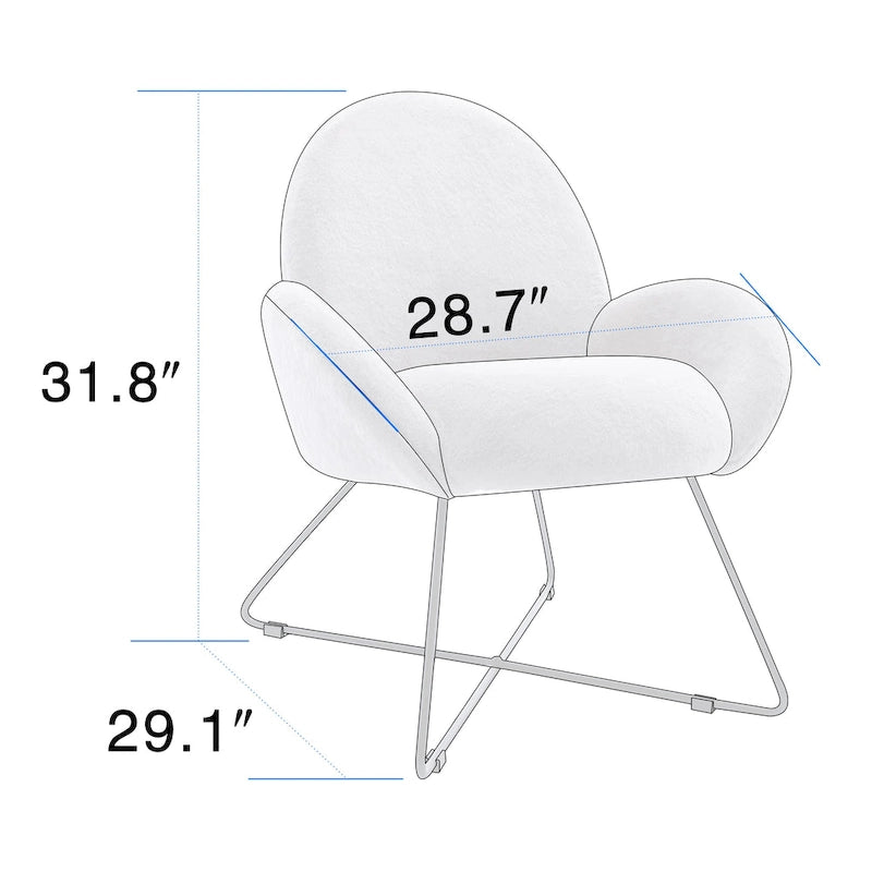 Corvus Rowen Fauteuil d'appoint moderne en polaire avec accoudoirs