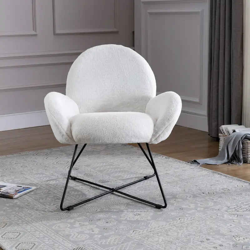 Corvus Rowen Fauteuil d'appoint moderne en polaire avec accoudoirs