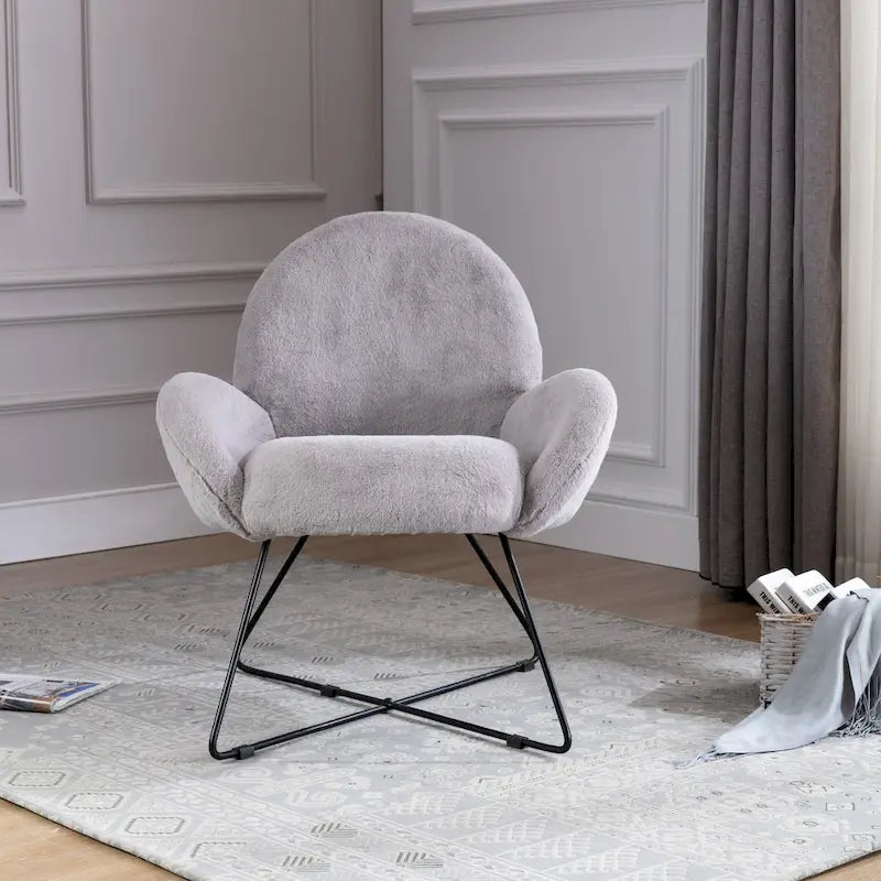 Corvus Rowen Fauteuil d'appoint moderne en polaire avec accoudoirs