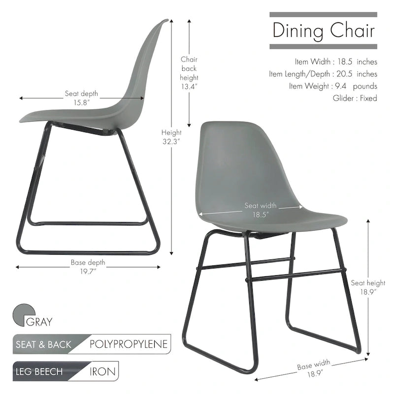Chaises de salle à manger sans accoudoirs modernes Alivia avec pieds en fer (lot de 2)