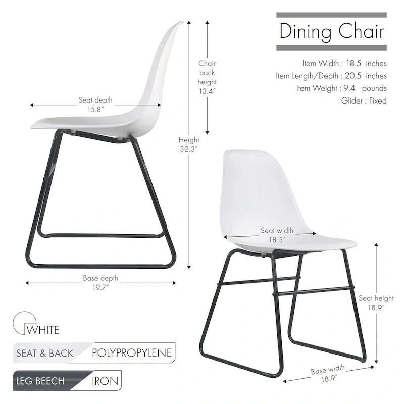 Chaises de salle à manger sans accoudoirs modernes Alivia avec pieds en fer (lot de 2)