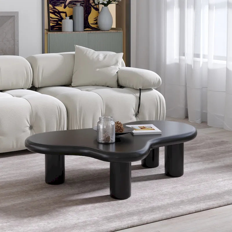 Table basse nuage, décor de table basse moderne irrégulière avec 4 pieds