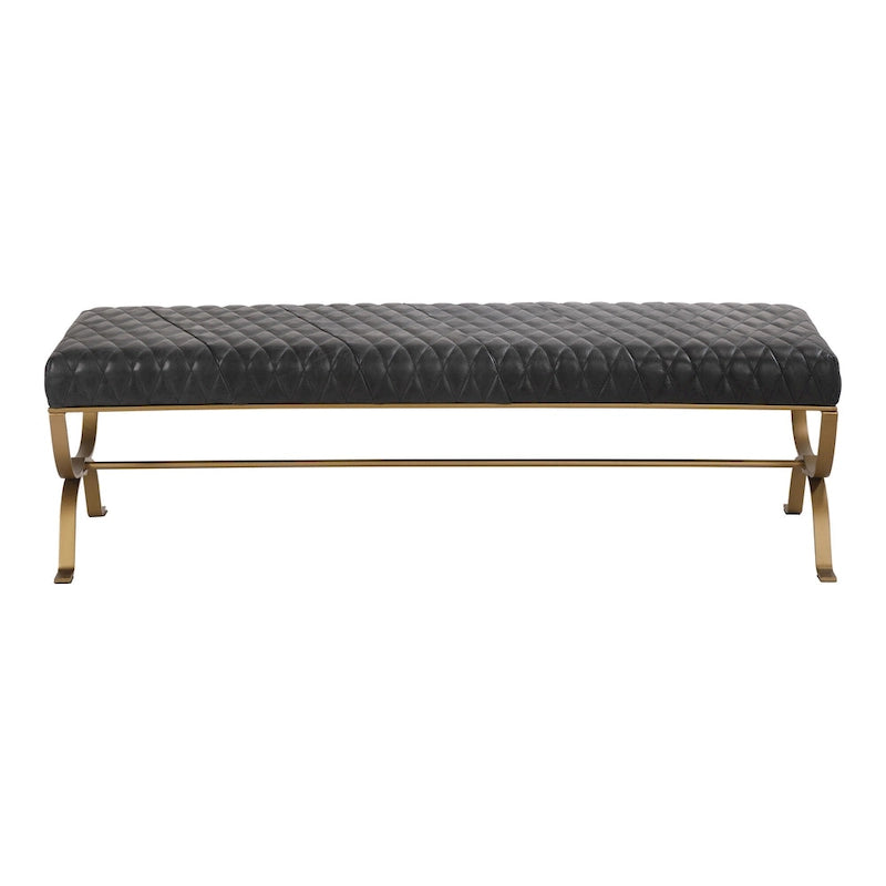Banc moderne en cuir et fer laiton Aurelle Home
