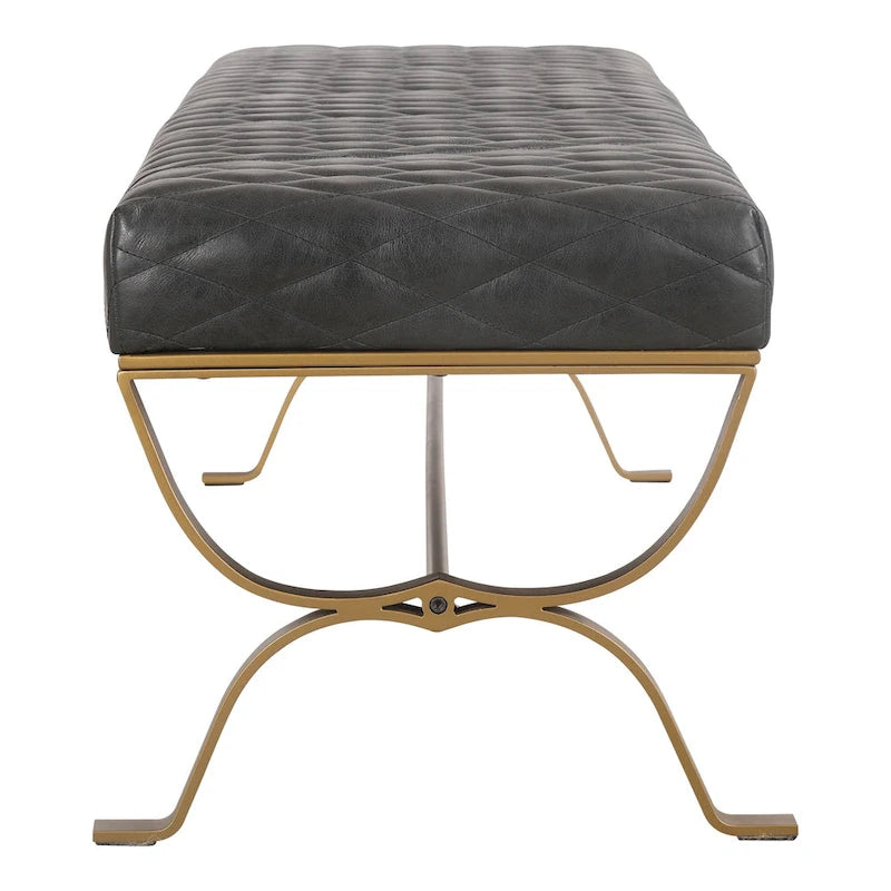 Banc moderne en cuir et fer laiton Aurelle Home