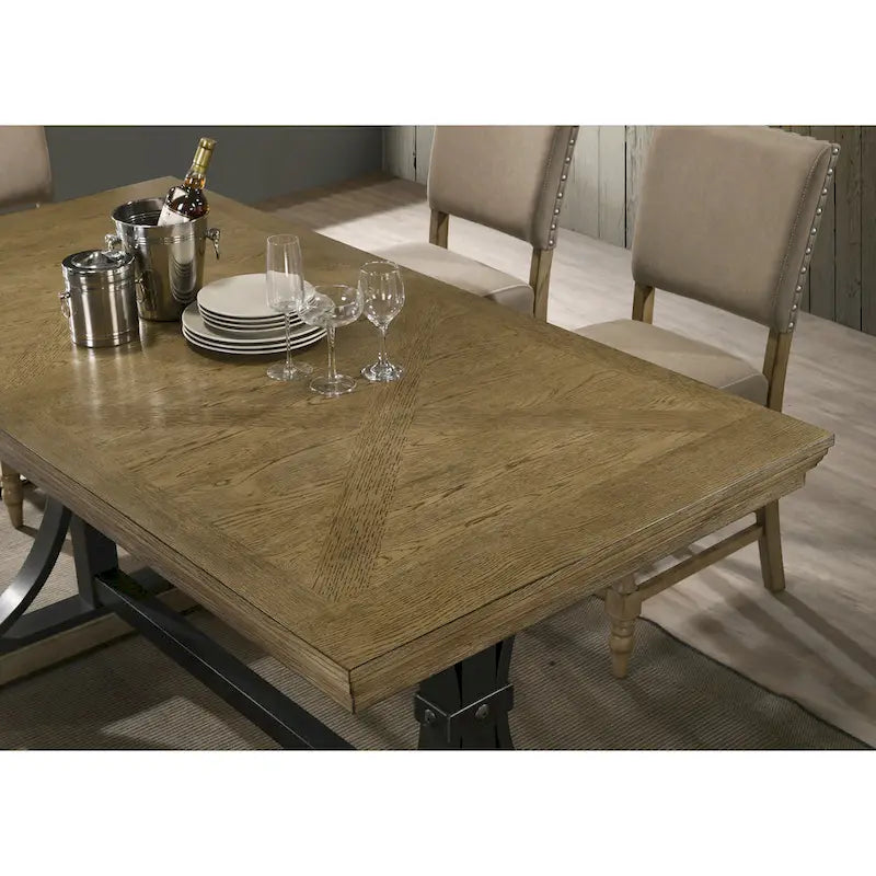 Table hauteur comptoir Birmingham avec finition bois flotté clouté