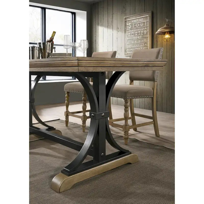 Table hauteur comptoir Birmingham avec finition bois flotté clouté
