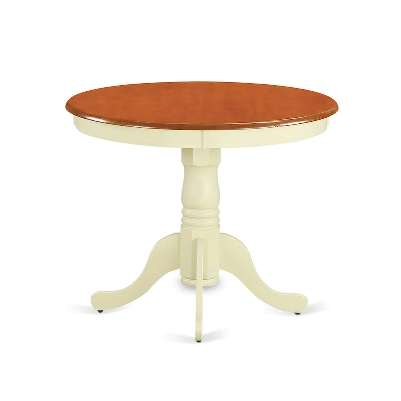 Ensemble de salle à manger 5 pièces - Une table de cuisine ronde et 4 chaises de salle à manger, Buttermilk et Cherry