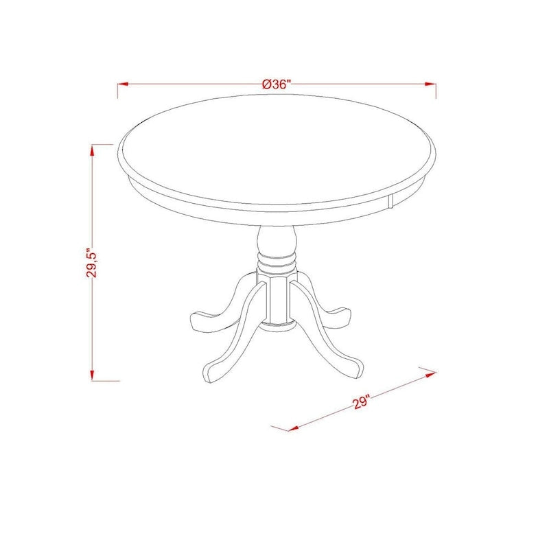 Ensemble de salle à manger 5 pièces - Une table de cuisine ronde et 4 chaises de salle à manger, Buttermilk et Cherry