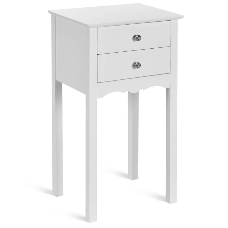 Table d'appoint avec 2 tiroirs - Blanc - 16,0 x 13,0 x 30,0 (L x l x H)