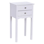 Side Table End Accent Table with 2 Drawers-White - 16.0   x 13.0   x 30.0   (L x W x H)