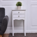 Table d'appoint avec 2 tiroirs - Blanc - 16,0 x 13,0 x 30,0 (L x l x H)