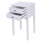 Table d'appoint avec 2 tiroirs - Blanc - 16,0 x 13,0 x 30,0 (L x l x H)