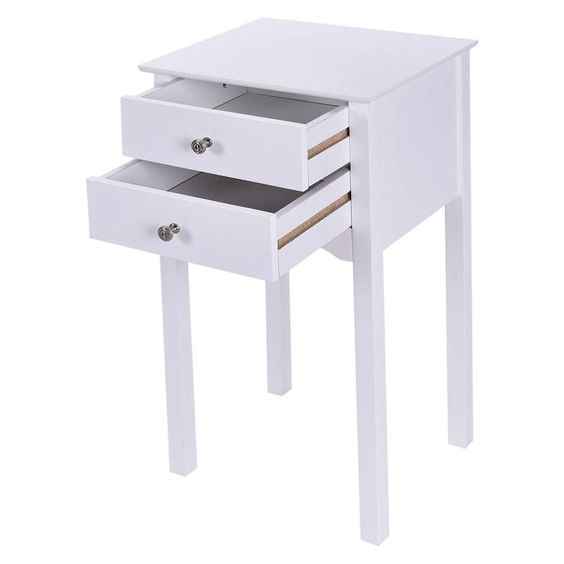 Table d'appoint avec 2 tiroirs - Blanc - 16,0 x 13,0 x 30,0 (L x l x H)
