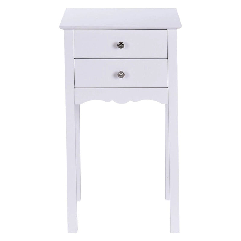 Table d'appoint avec 2 tiroirs - Blanc - 16,0 x 13,0 x 30,0 (L x l x H)