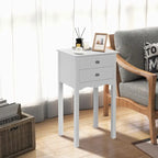 Table d'appoint avec 2 tiroirs - Blanc - 16,0 x 13,0 x 30,0 (L x l x H)