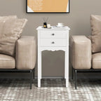 Table d'appoint avec 2 tiroirs - Blanc - 16,0 x 13,0 x 30,0 (L x l x H)