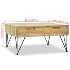 Table basse 80 x 80 x 40 cm en teck massif