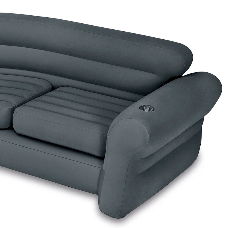 Canapé d'angle gonflable Intex en forme de L avec porte-gobelets, gris (lot de 2) - 26