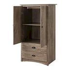 Armoire de rangement FarmHome rustique avec 2 tiroirs, chêne gris - 80 cm (L) x 56 cm (P) x 149 cm (H)