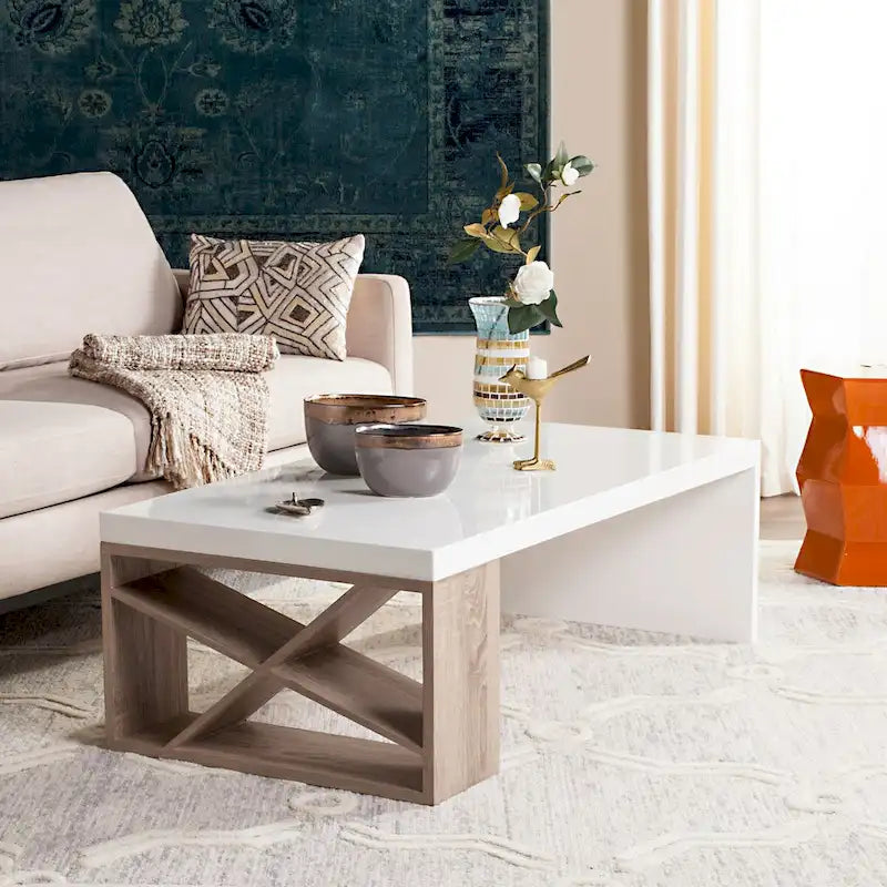  Shelva Scandinavian Side Storage Lacquer Coffee Table - 47.3   x 23.5   x 15   - 47Wx24Dx15H