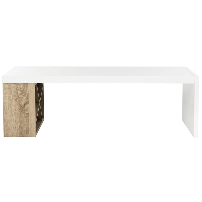 Table basse laquée à rangement latéral Shelva Scandinave - 120 x 60 x 38 cm - 120x60x38H