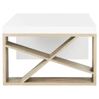 Table basse laquée à rangement latéral Shelva Scandinave - 120 x 60 x 38 cm - 120x60x38H