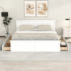 Lit plateforme King Size avec quatre tiroirs de rangement et pieds de support