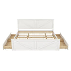 Lit plateforme King Size avec quatre tiroirs de rangement et pieds de support