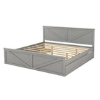 Lit plateforme King Size avec quatre tiroirs de rangement et pieds de support