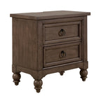 Ensemble de chambre à coucher Americana Farmhouse comprenant un lit traîneau, une commode, un miroir et une table de chevet