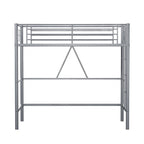Lit mezzanine taille jumeau, cadre de lit en métal robuste avec garde-corps pleine longueur et escalier amovible pour juniors et adultes