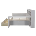 Lit de repos double en bois avec étagères de rangement