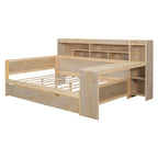 Lit de repos double en bois avec étagères de rangement