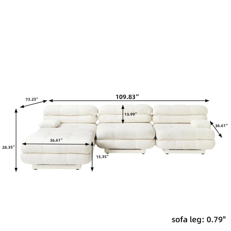Canapé d'angle moderne en velours Tedy, canapé modulaire minimaliste en forme de L