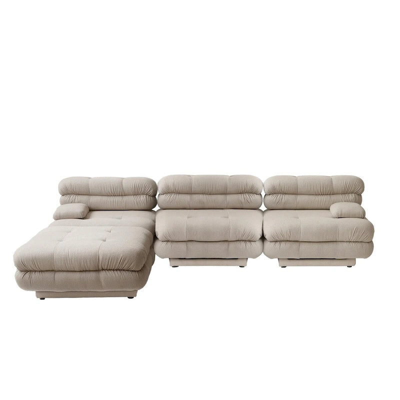 Canapé d'angle moderne en velours Tedy, canapé modulaire minimaliste en forme de L