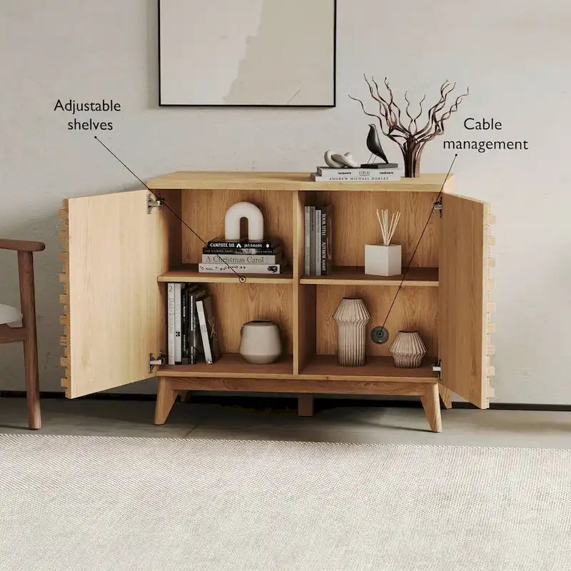 Meuble d'appoint Zappa effet chêne 2 portes Rangement moderne