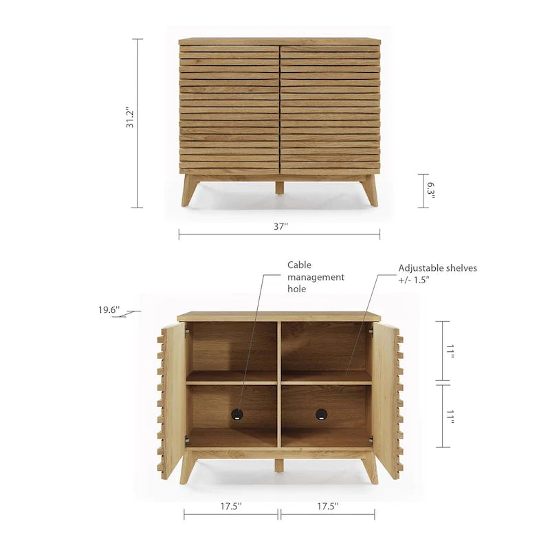 Meuble d'appoint Zappa effet chêne 2 portes Rangement moderne