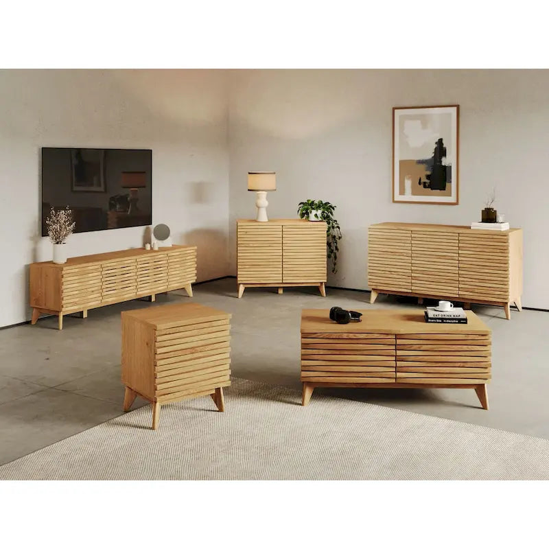 Meuble d'appoint Zappa effet chêne 2 portes Rangement moderne